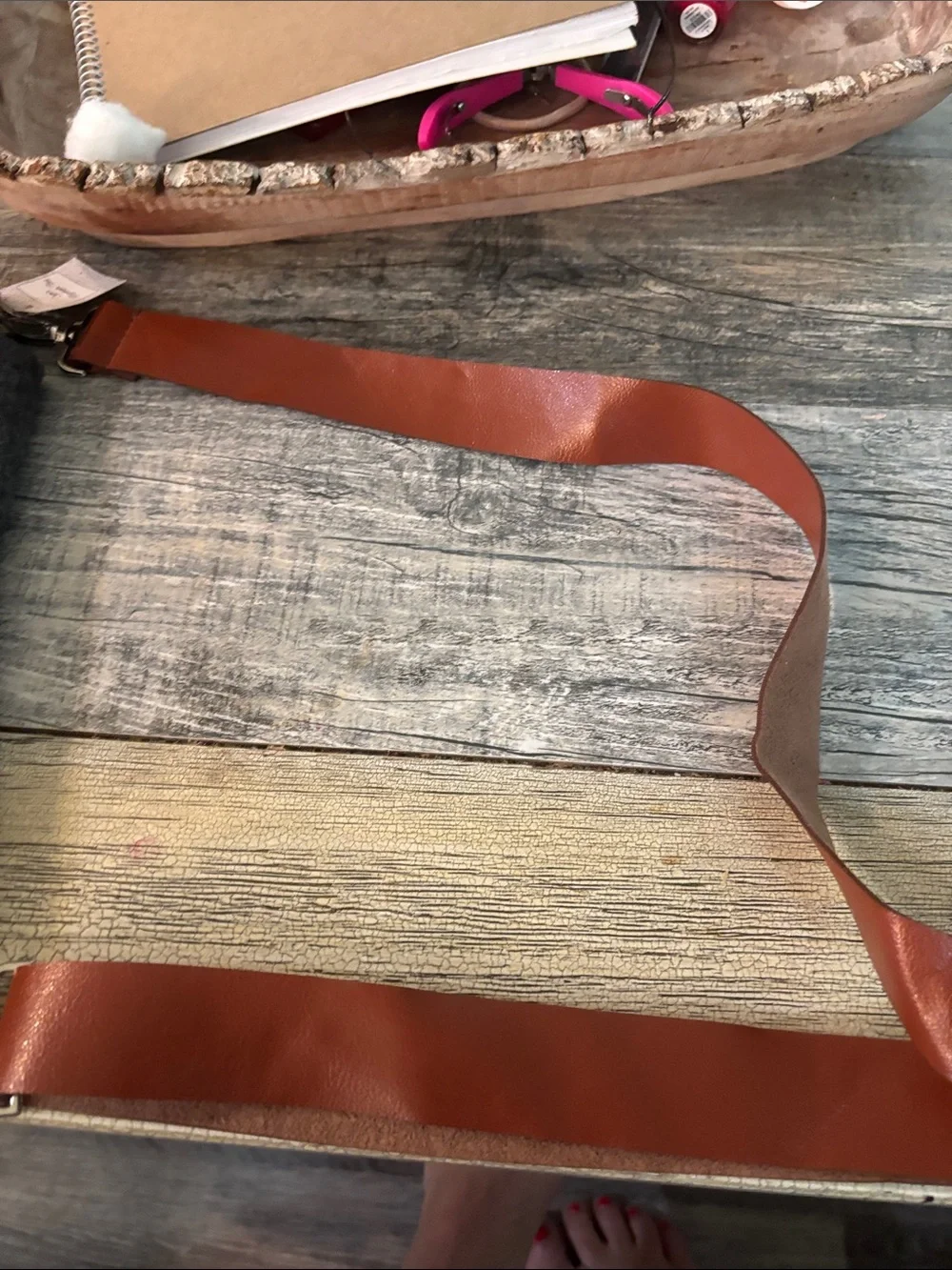 Men's Gray Felt Messenger Bag with Brown Leather Accent